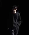 【INTÉRIM】  WOOL SILK CASHMERE DEAD STOCK YARN DOUBLE RIB CREW SWEATER - BLACK