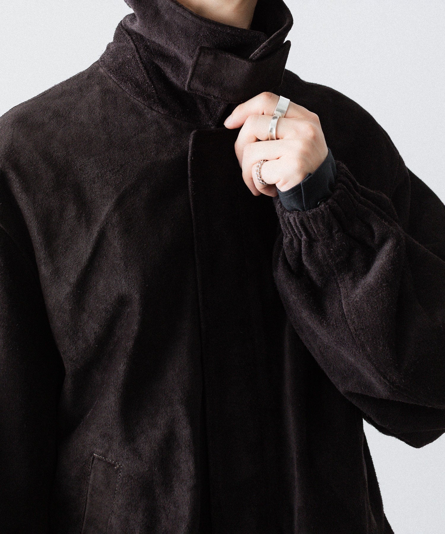 ssstein / シュタイン】COW SUEDE ZIP SHORT JACKET - DARK BROWN
