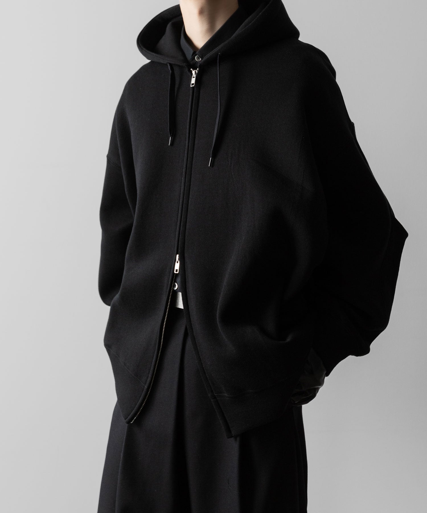 ssstein(シュタイン)のCOTTON DOUBLE KNIT TUCKED ZIP HOODIE - BLACKの公式通販サイトsession福岡セレクトショップ