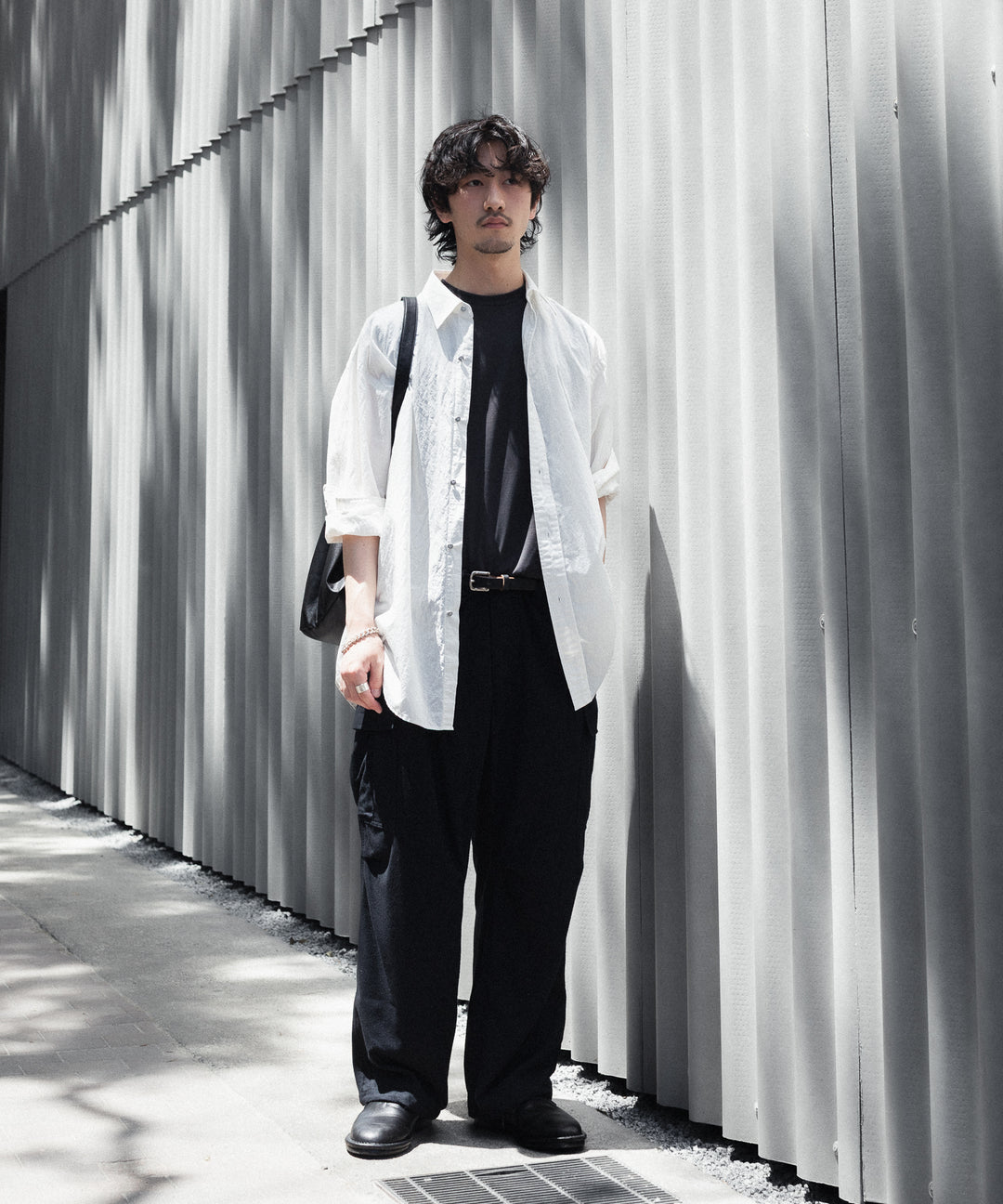 【INTÉRIM】SILK NOIL JANGLE FATIGUE TROUSER - BLACK