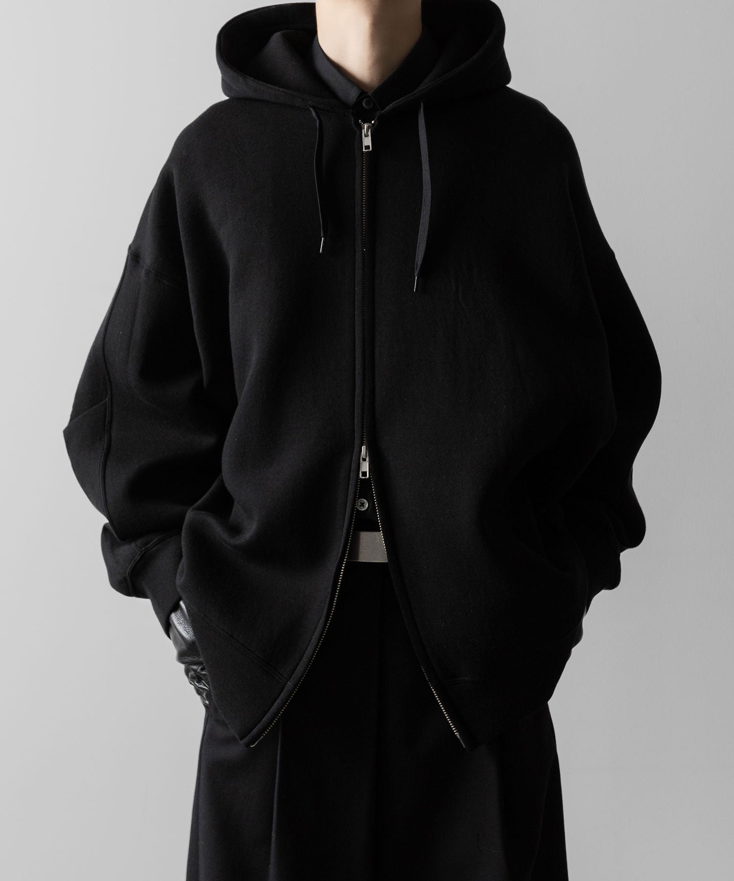 ssstein(シュタイン)のCOTTON DOUBLE KNIT TUCKED ZIP HOODIE - BLACKの公式通販サイトsession福岡セレクトショップ