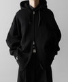 【ssstein】COTTON DOUBLE KNIT TUCKED ZIP HOODIE - BLACK