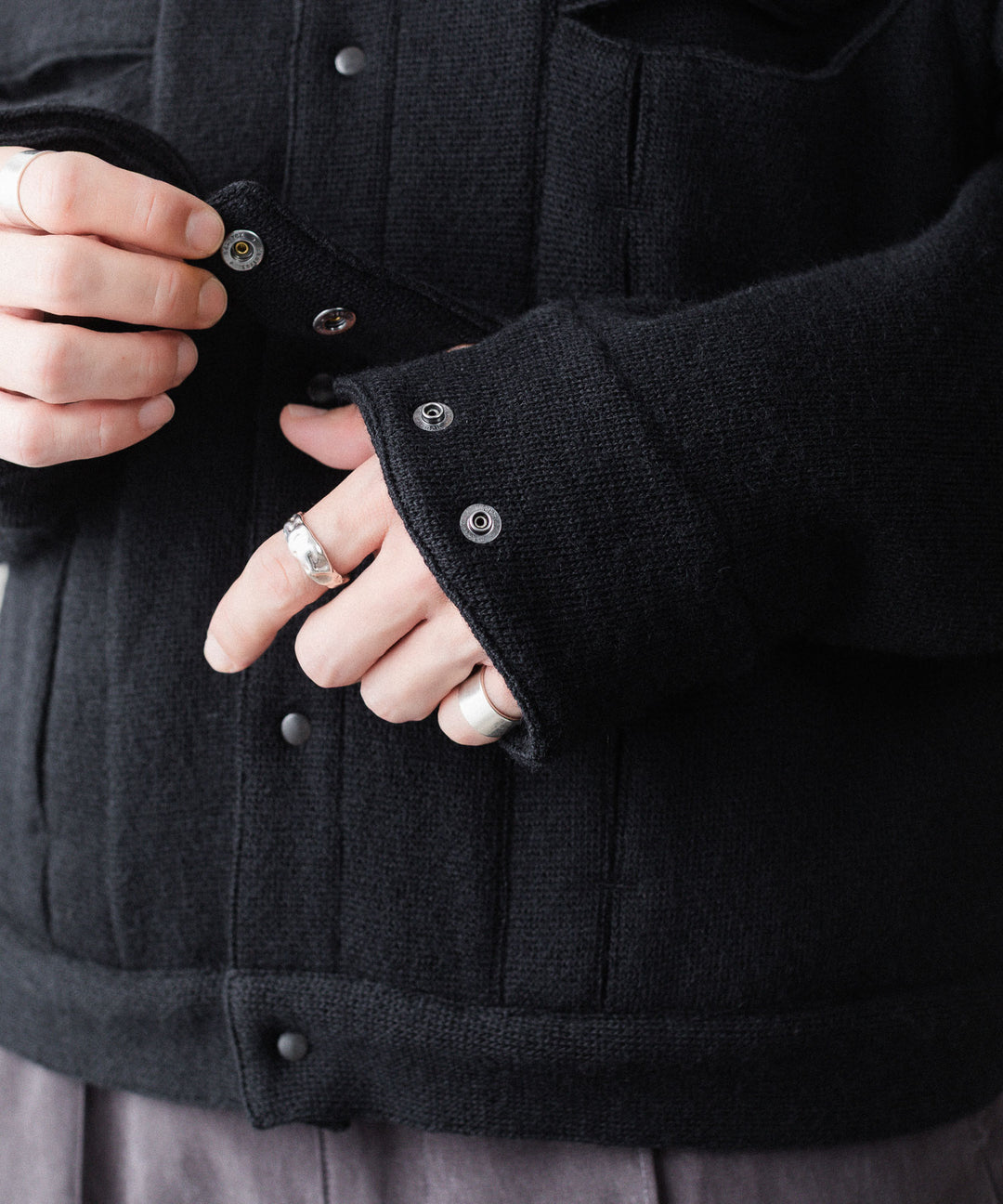 【OPPOSE DUALITY】6 POCKET PANEL KNIT - BLACK
