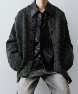 CODA / コーダ】DARK GREY 90S ROUND NECK THRASHED CARDIGAN - DARK