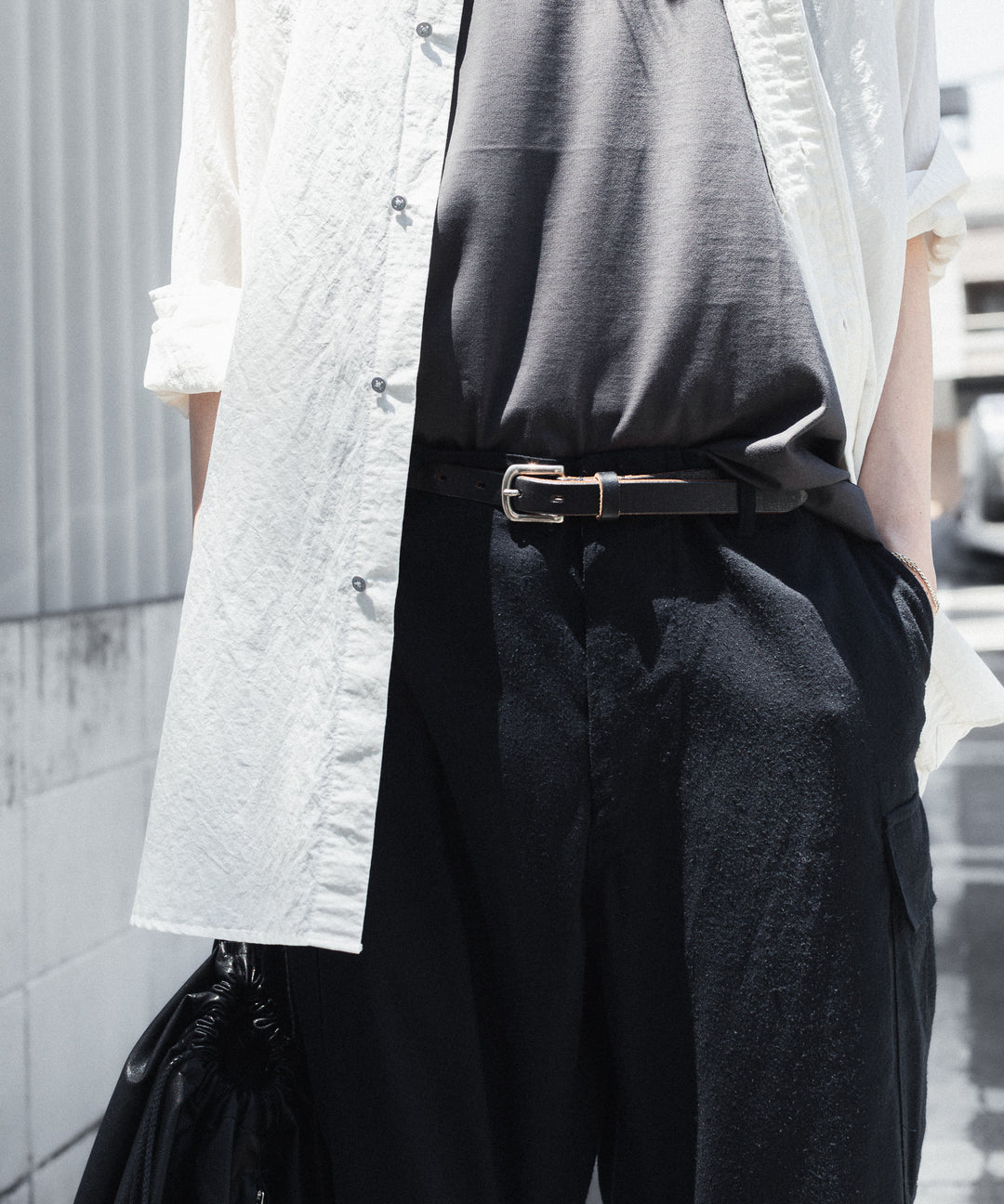 【INTÉRIM】SILK NOIL JANGLE FATIGUE TROUSER - BLACK