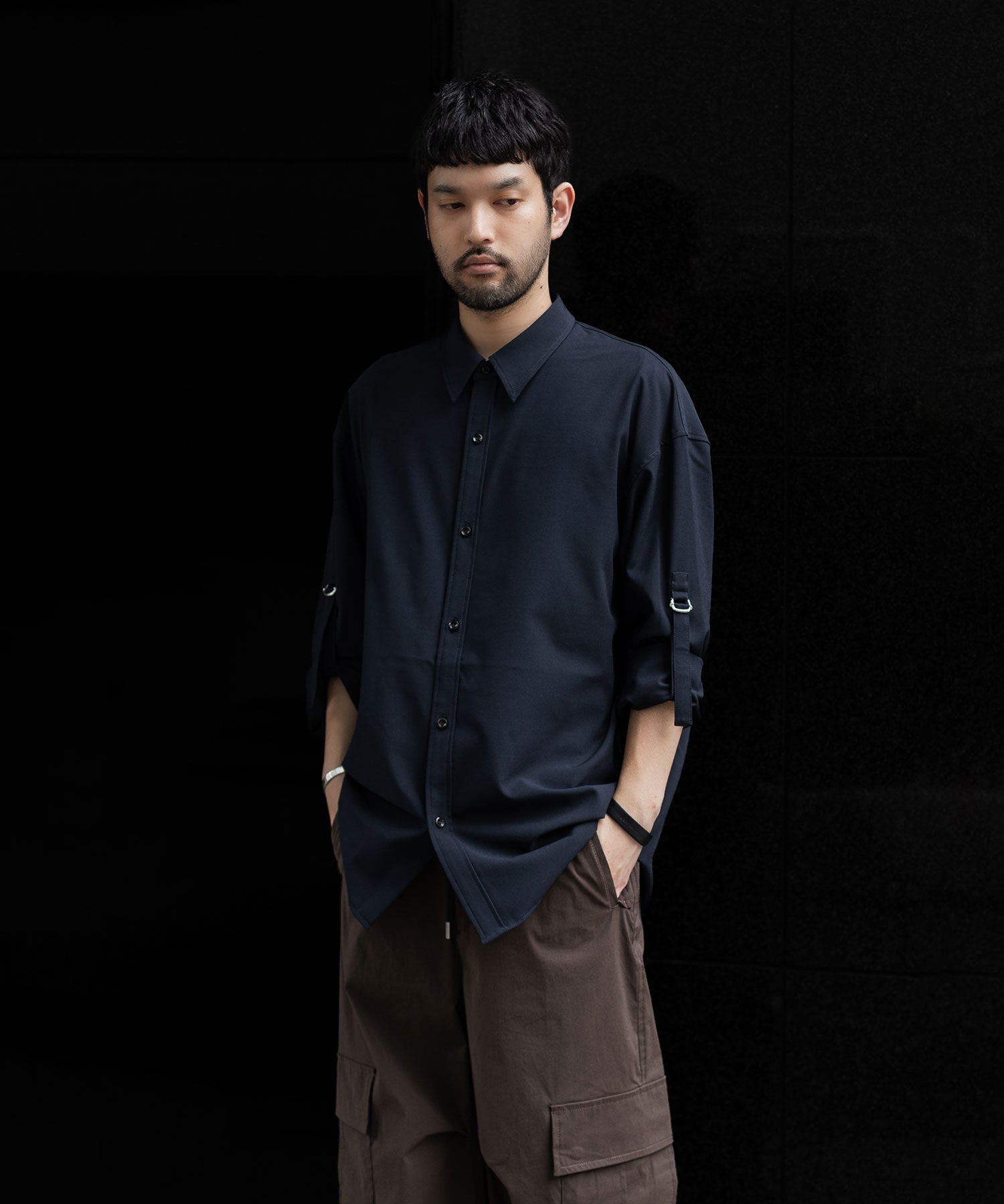 ATTACHMENT アタッチメントのPE/RY STRETCH TROPICAL STRAP SLEEVE L/S SHIRT - NAVY 公式通販サイトsession福岡セレクトショップ