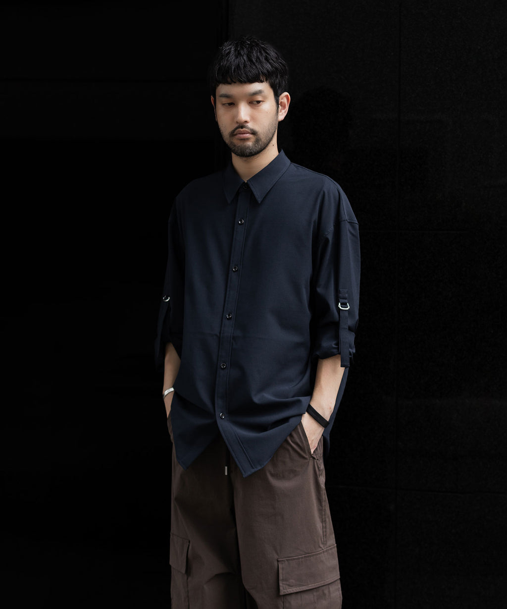 ATTACHMENT アタッチメントのPE/RY STRETCH TROPICAL STRAP SLEEVE L/S SHIRT - NAVY 公式通販サイトsession福岡セレクトショップ