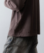 画像をギャラリービューアに読み込む, 【CODA】FADED GREY AGING DAMAGED LONG SLEEVE T-SHIRT - FADED GREY
