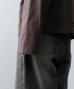画像をギャラリービューアに読み込む, 【CODA】FADED GREY AGING DAMAGED LONG SLEEVE T-SHIRT - FADED GREY

