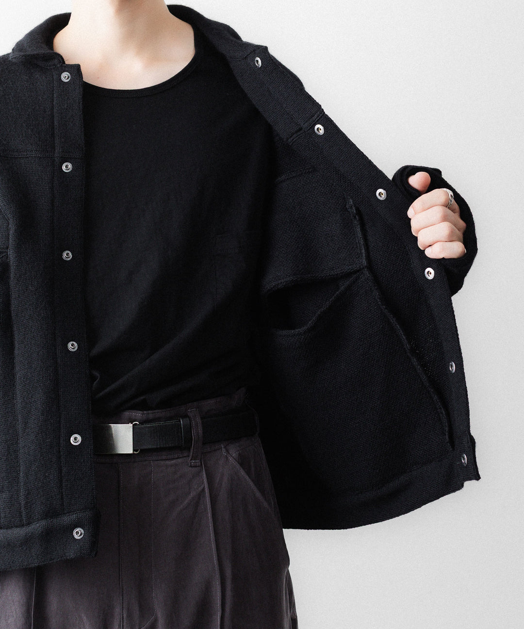 【OPPOSE DUALITY】6 POCKET PANEL KNIT - BLACK