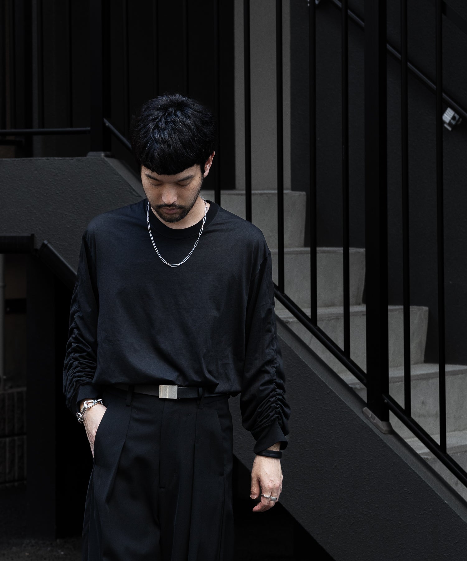 VEIN ヴェインのSUEDED CO JERSEY VESSEL L/S TEE - BLACKの公式通販サイトsession福岡セレクトショップ