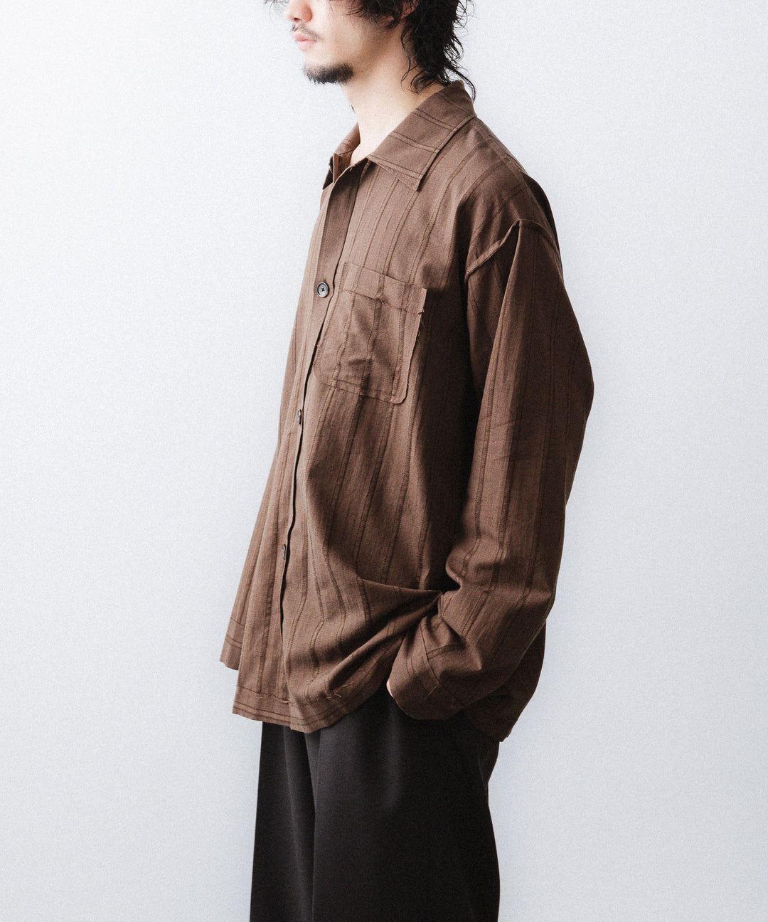 YUTASETOGAWA-ユウタセトガワのCOMFORT SHIRT-LENOのBROWN公式通販サイトsession福岡セレクトショップ