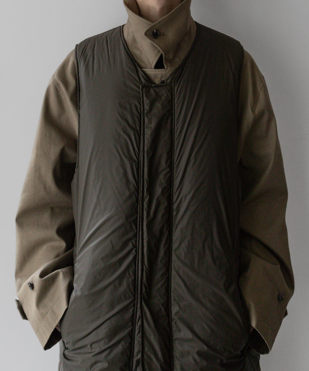 【stein】OVERSIZED DOUBLE BREASTED COAT - DARK BEIGE