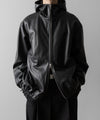【ssstein】LEATHER HOODED SHORT JACKET - DARK CHARCOAL