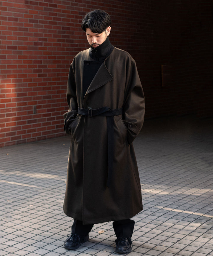 stein シュタイン 23aw DOUBLE LAPELED DOUBLE BREASTED COAT - MILITARY KHAKI × BLACK sessionセッション福岡セレクトショップ 公式通販サイト 