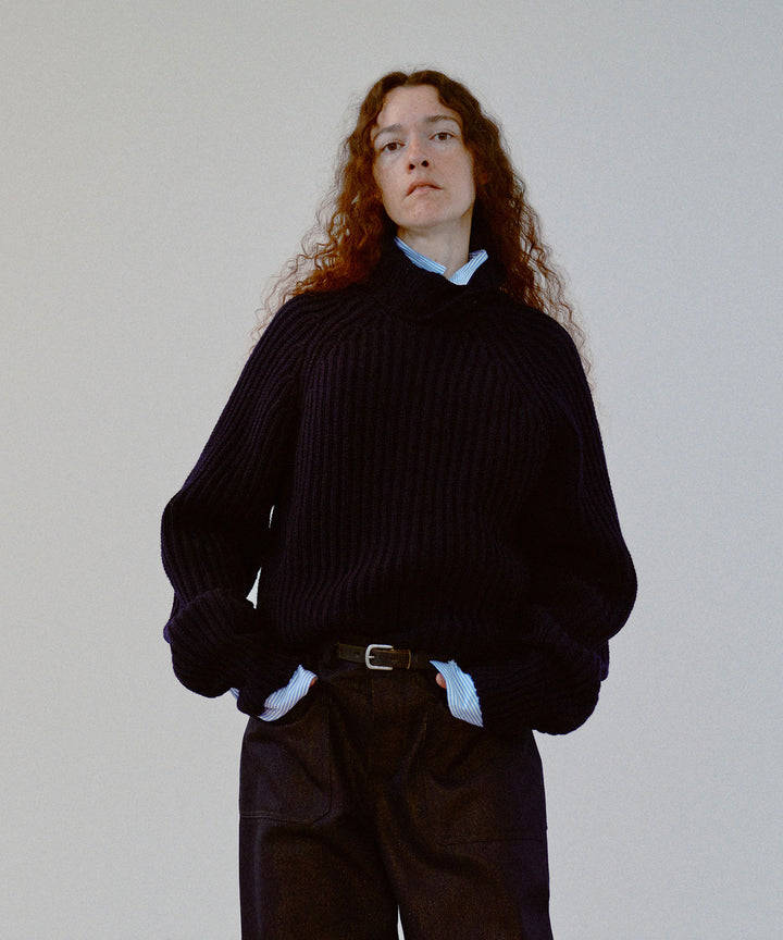 INTÉRIM(インテリム)の23AWコレクション60s 3GG RAGLAN FISHERMAN SWEATER TURTLEのNAVY sessionセッション福岡セレクトショップ 公式通販サイト