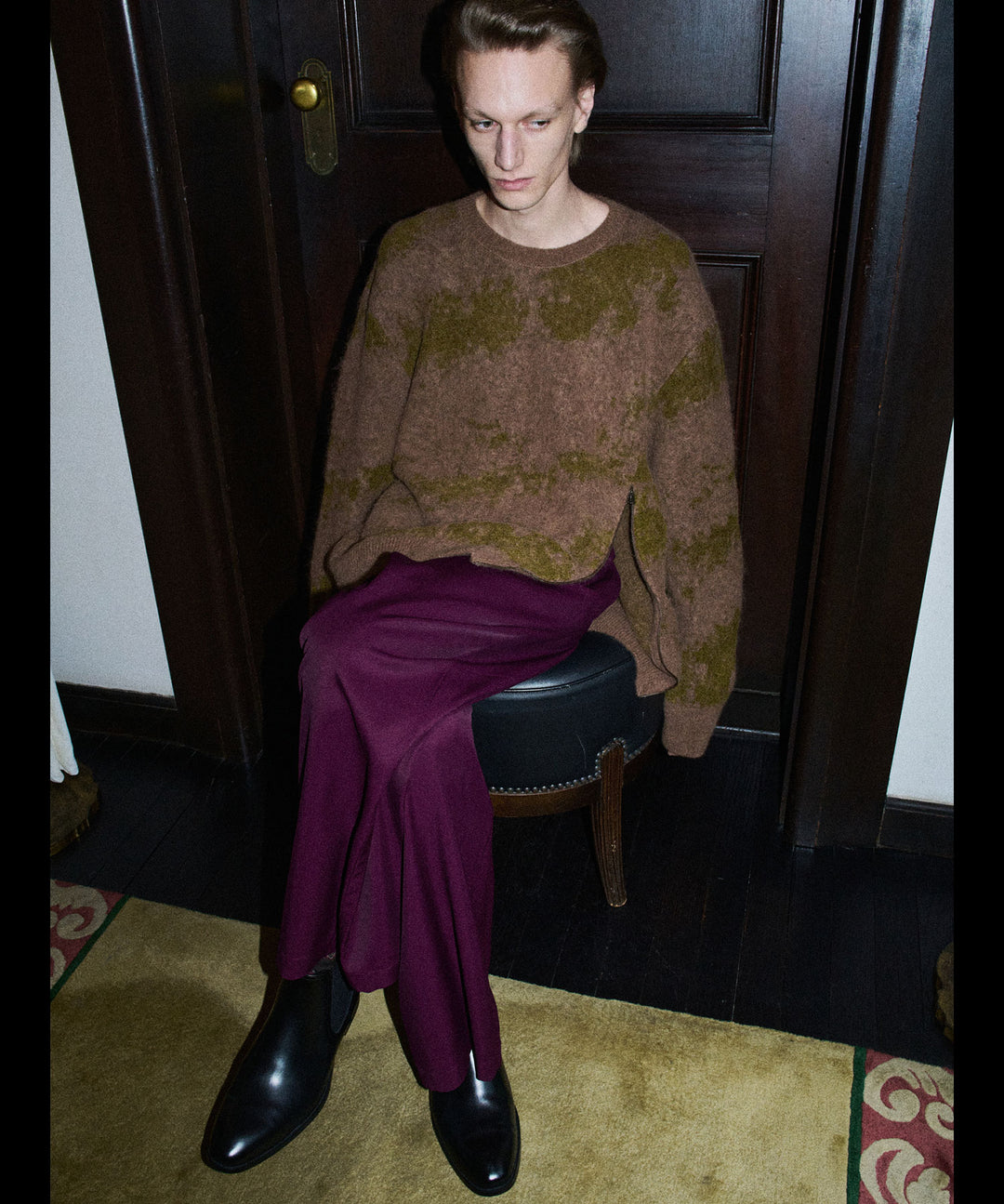 ANTHEM A-アンセムエーのSURI-ALPACA JACQUARD KNIT PULLOVERのKHAKI BEIGE公式通販サイトsession福岡セレクトショップ