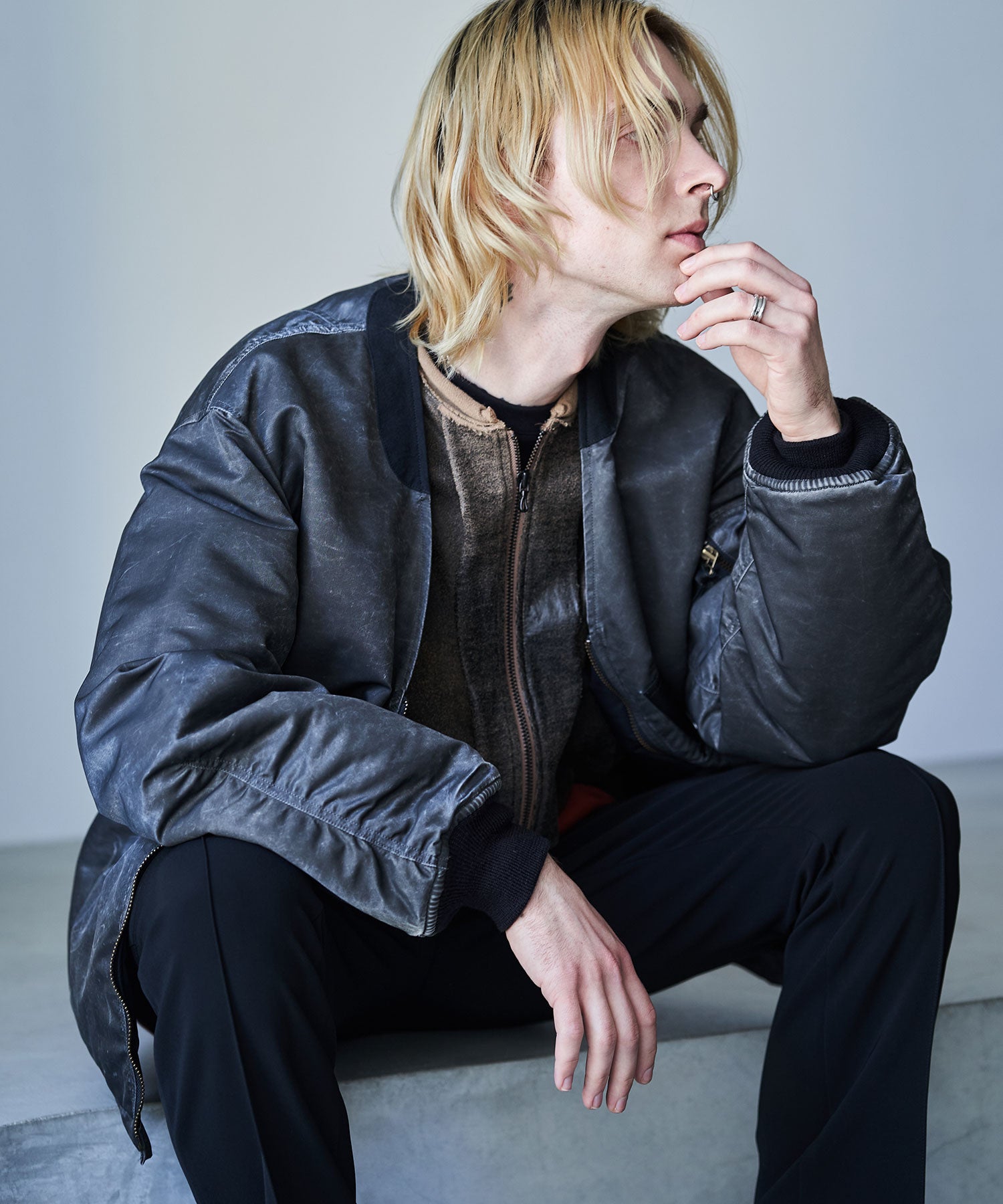  ANTHEM Aアンセムエー のOVERSIZED COLLARLESS MILITARY BLOUSON - BLACKの公式通販サイトsession福岡セレクトショップ