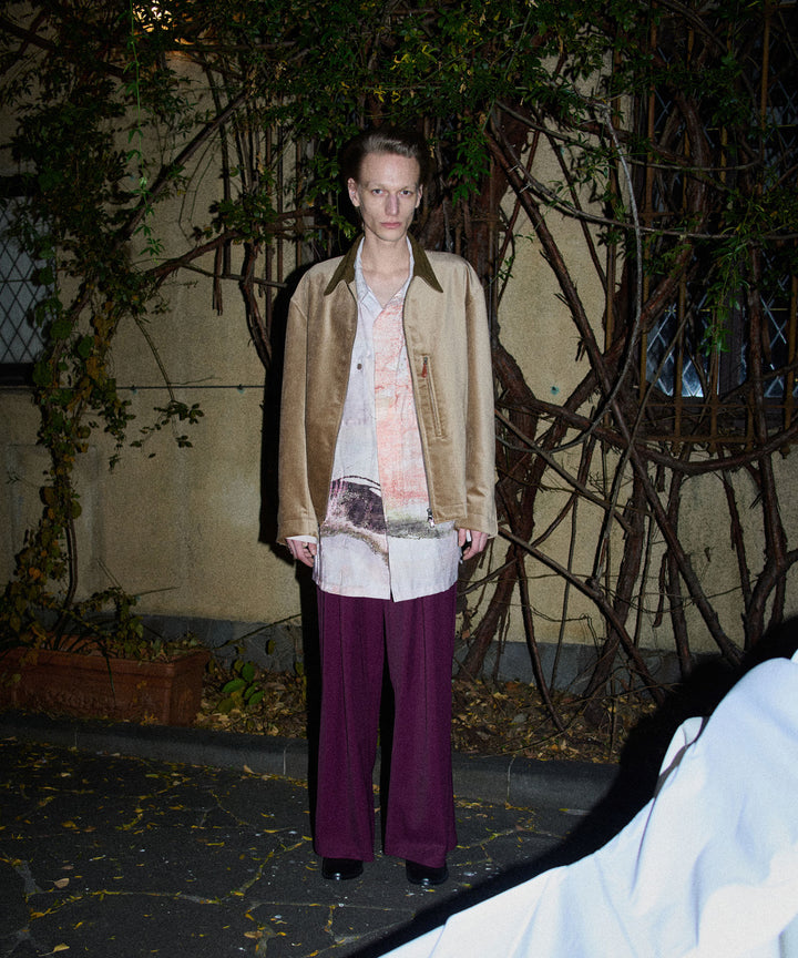 【ANTHEM A】COTTON VELVET MINIMAL RIDING JACKET - BEIGE