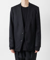 【ato】WOOL TWILL NO COLLAR JACKET - BLACK