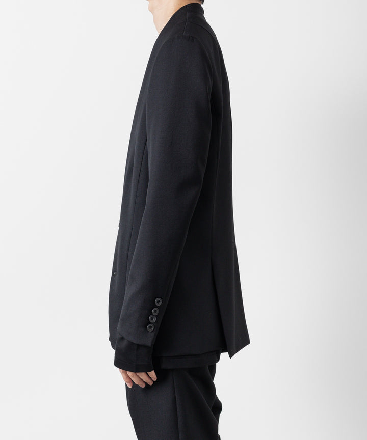 【ato】WOOL TWILL NO COLLAR JACKET - BLACK