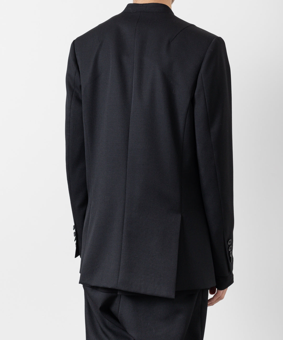 【ato】WOOL TWILL NO COLLAR JACKET - BLACK