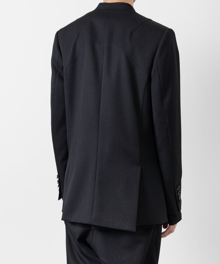 【ato】WOOL TWILL NO COLLAR JACKET - BLACK