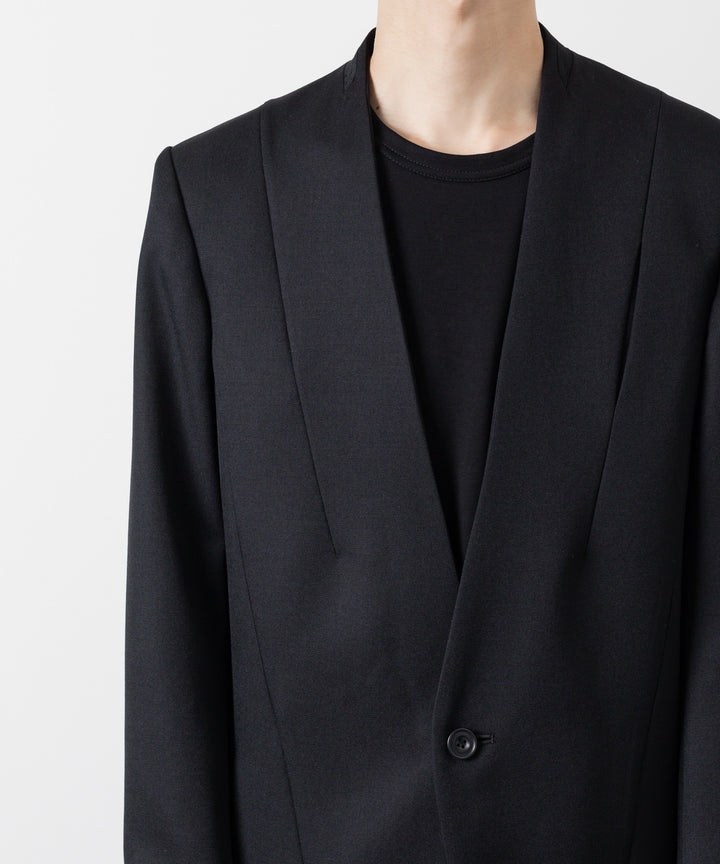 【ato】WOOL TWILL NO COLLAR JACKET - BLACK