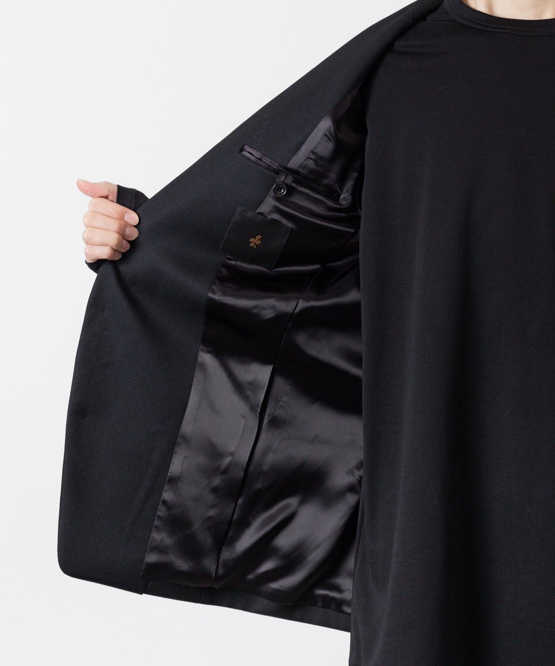 【ato】WOOL TWILL NO COLLAR JACKET - BLACK