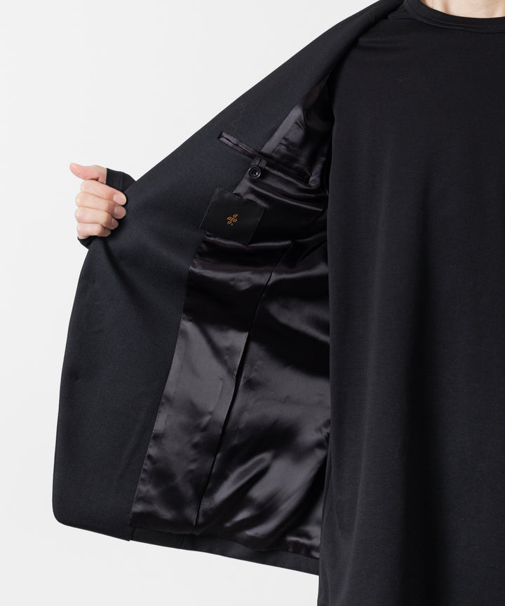 【ato】WOOL TWILL NO COLLAR JACKET - BLACK