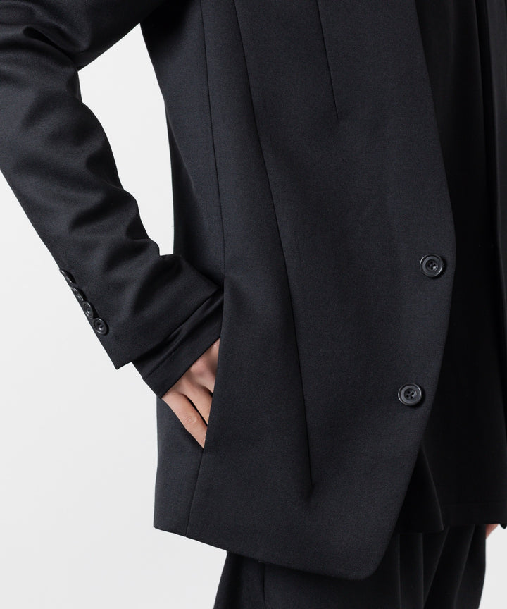 【ato】WOOL TWILL NO COLLAR JACKET - BLACK