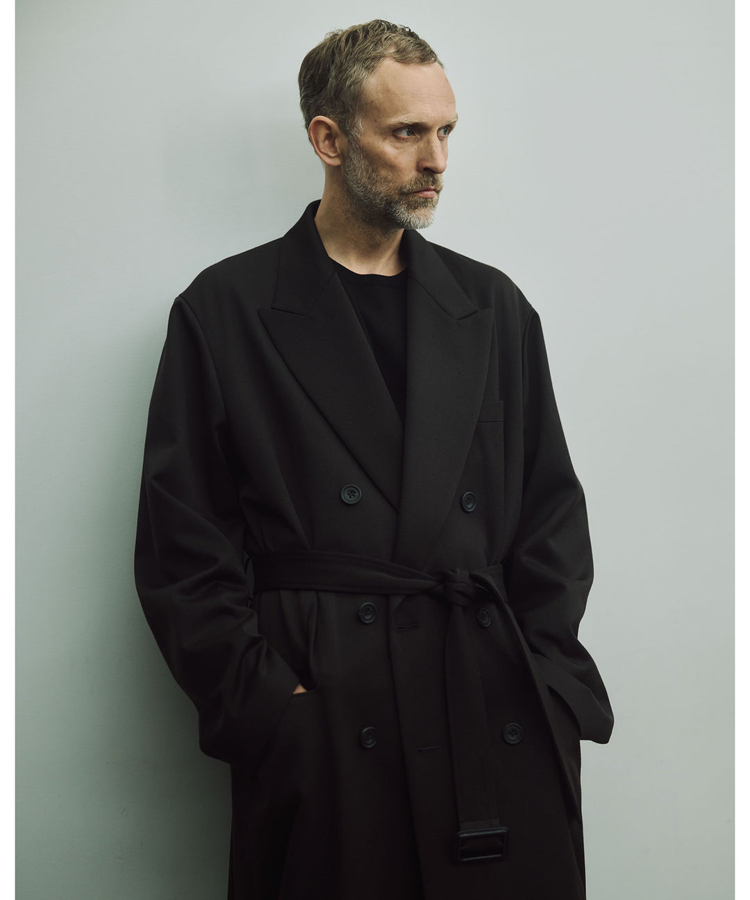 ssstein(シュタイン)のW/SI SATIN PEAK LAPEL LONG COAT - BLACKの公式通販サイトsession福岡セレクトショップ