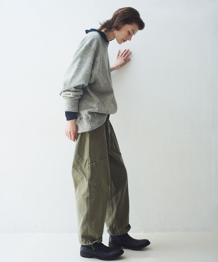 【INTÉRIM】USED WASHED HEAVY PIMA TWILL FRENCH AIR FORCE MECHANIC PANTS - U.OLIVE
