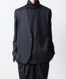 attachment wool gabargin セットアップ ATTACHMENT /アタッチメント】T/W/SI STRETCH GABARDINE COLLARLESS