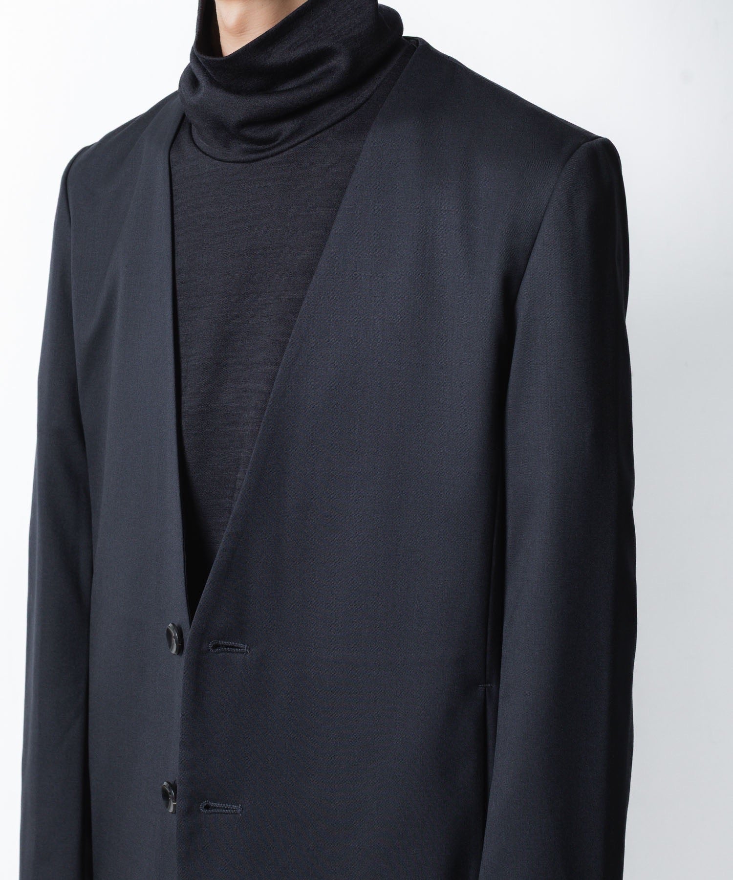 ATTACHMENT アタッチメントのT/W/SI STRETCH GABARDINE COLLARLESS JKT - D.NAVYの公式通販サイトsession福岡セレクトショップ