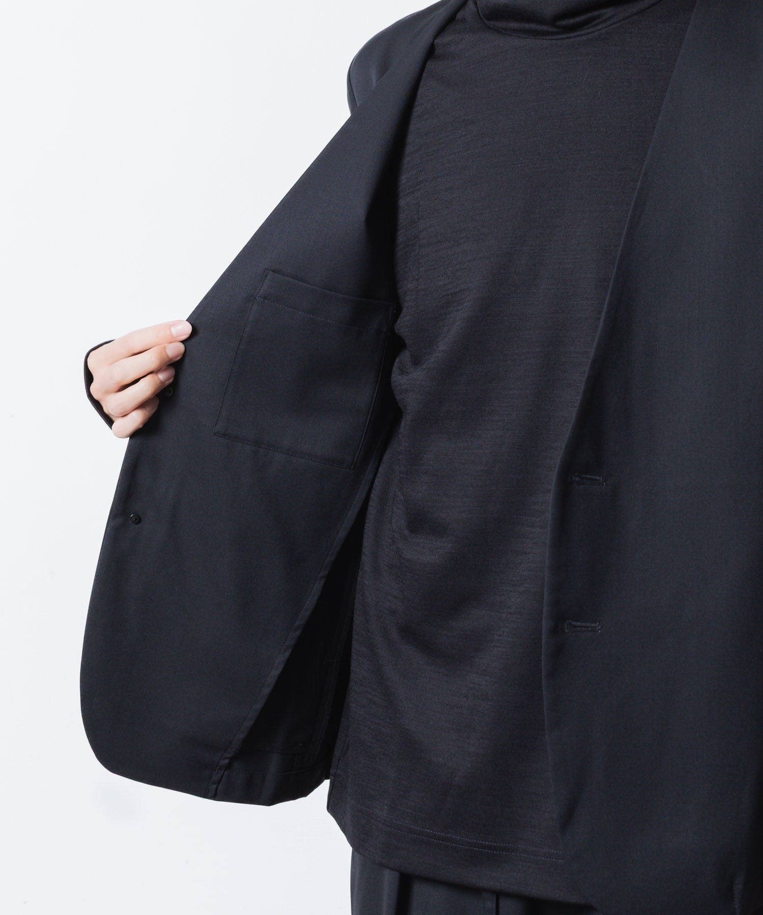 ATTACHMENT アタッチメントのT/W/SI STRETCH GABARDINE COLLARLESS JKT - D.NAVYの公式通販サイトsession福岡セレクトショップ
