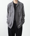 【 ATTACHMENT 】LY/SI LAWN PATCH POCKET OPEN COLLAR L/S SHIRT - D.GRAY