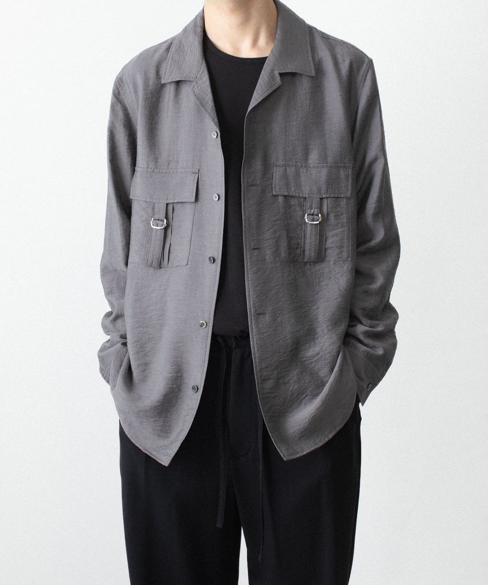 ATTACHMENT アタッチメントのLY/SI LAWN PATCH POCKET OPEN COLLAR L/S SHIRT - D.GRAYの公式通販サイトsession福岡セレクトショップ