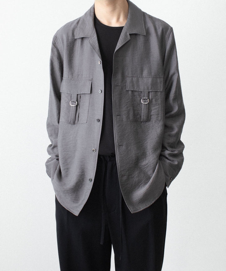 ATTACHMENT アタッチメントのLY/SI LAWN PATCH POCKET OPEN COLLAR L/S SHIRT - D.GRAYの公式通販サイトsession福岡セレクトショップ