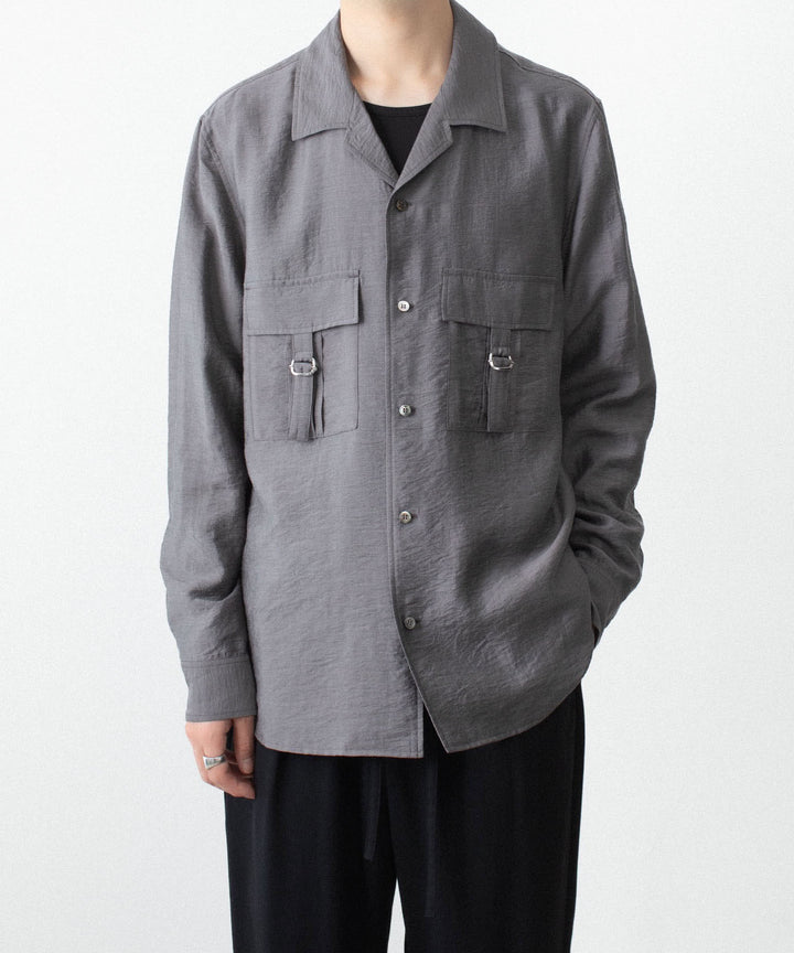 ATTACHMENT アタッチメントのLY/SI LAWN PATCH POCKET OPEN COLLAR L/S SHIRT - D.GRAYの公式通販サイトsession福岡セレクトショップ