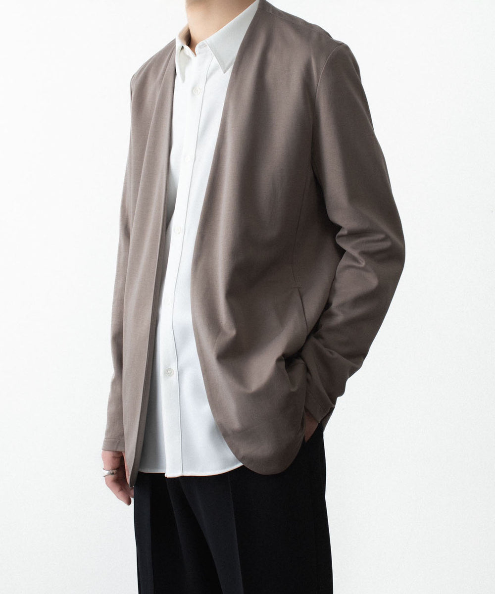 ATTACHMENT アタッチメントのCOTTON DOUBLE FACE COLLARLESS CARDIGAN - KHAKI GRAYの公式通販サイトsession福岡セレクトショップ