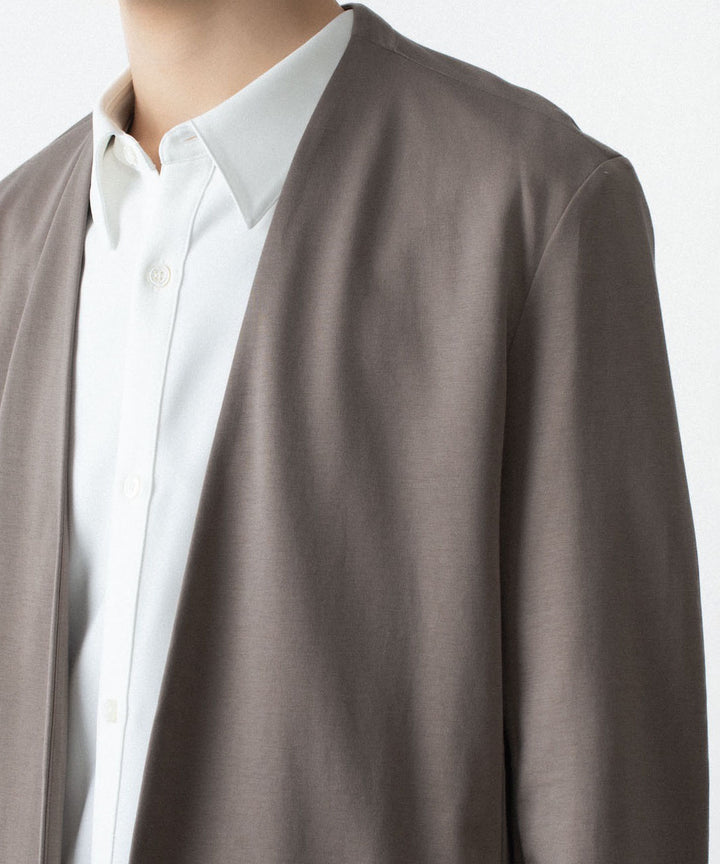 ATTACHMENT アタッチメントのCOTTON DOUBLE FACE COLLARLESS CARDIGAN - KHAKI GRAYの公式通販サイトsession福岡セレクトショップ