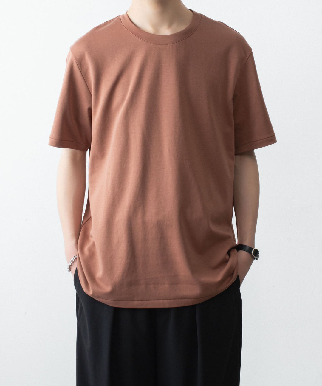 ATTACHMENT アタッチメントのCOTTON DOUBLE FACE SLIM FIT S/S TEE - BROWNの公式通販サイトsession福岡セレクトショップ