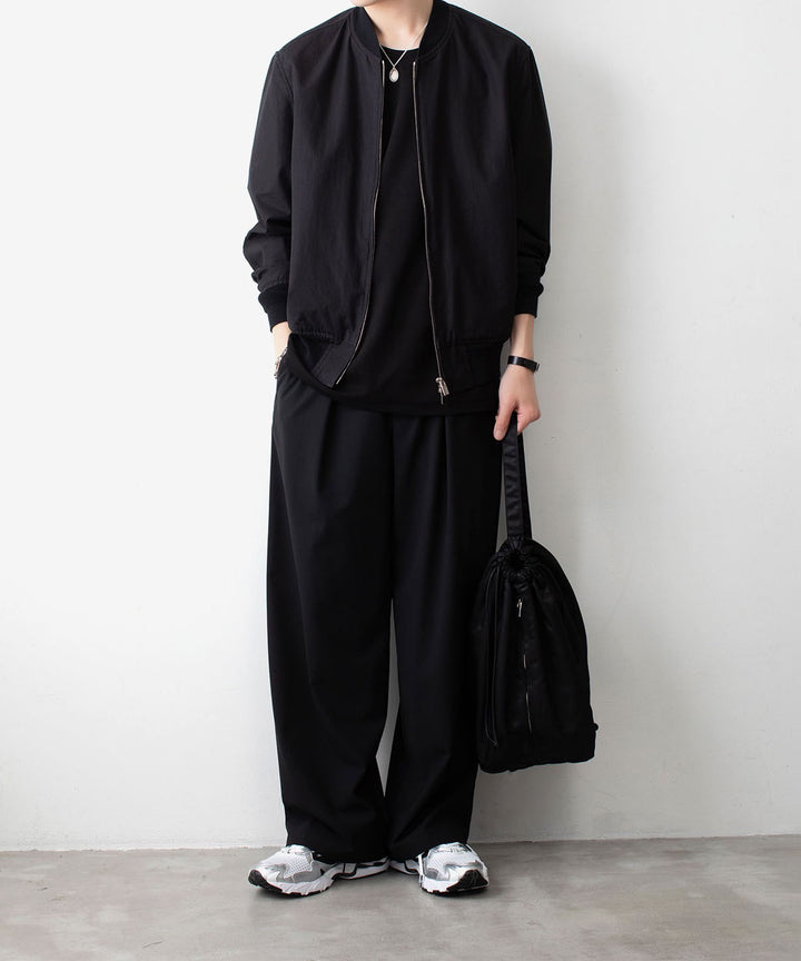 【 ATTACHMENT 】COTTON DOUBLE FACE SLIM FIT S/S TEE - BLACK