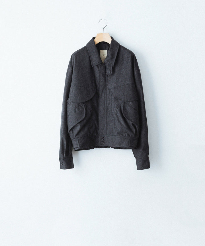 【ANTHEM A】WOOL CASHMERE POPLIN MELTON POCKET BLOUSON - CHARCOAL