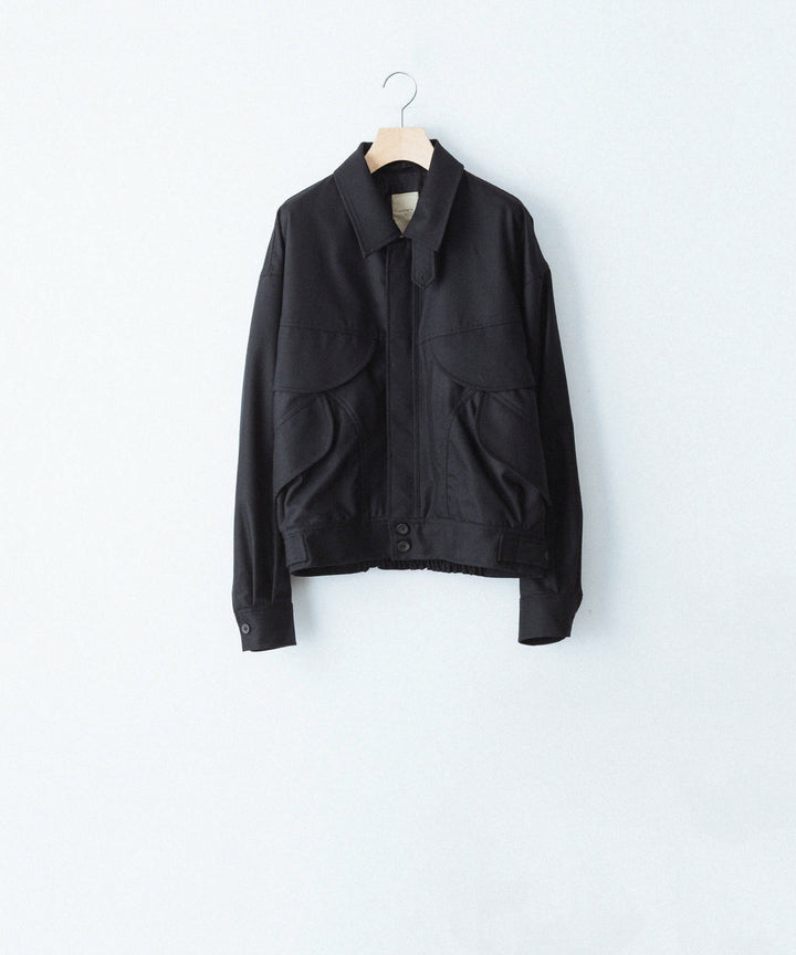 【ANTHEM A】WOOL CASHMERE POPLIN MELTON POCKET BLOUSON - BLACK