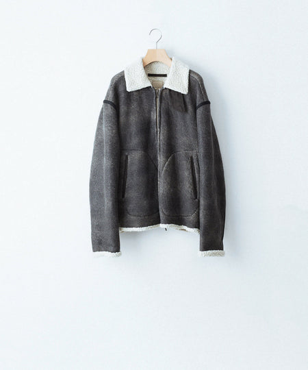 【ANTHEM A】CRACK WOOL BOA BOMBER JACKET - CARBON