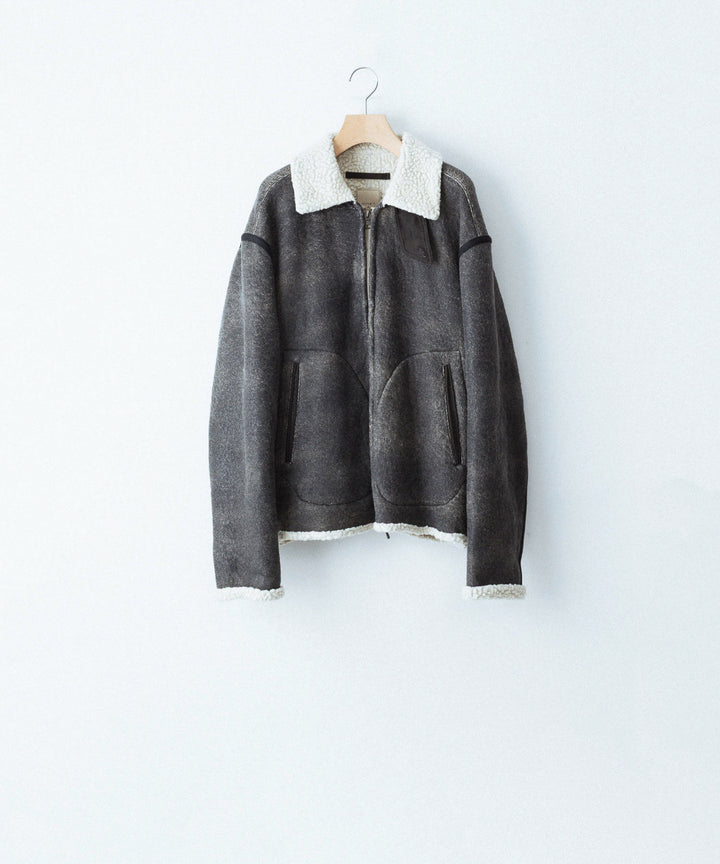 【ANTHEM A】CRACK WOOL BOA BOMBER JACKET - CARBON