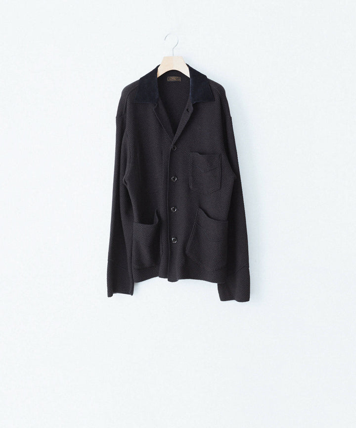 【ANTHEM A】SPARKLE MOSS STITCH KNIT JACKET - CHARCOAL