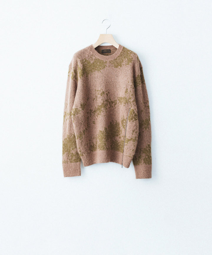 【ANTHEM A】SURI-ALPACA JACQUARD KNIT PULLOVER - KHAKI BEIGE